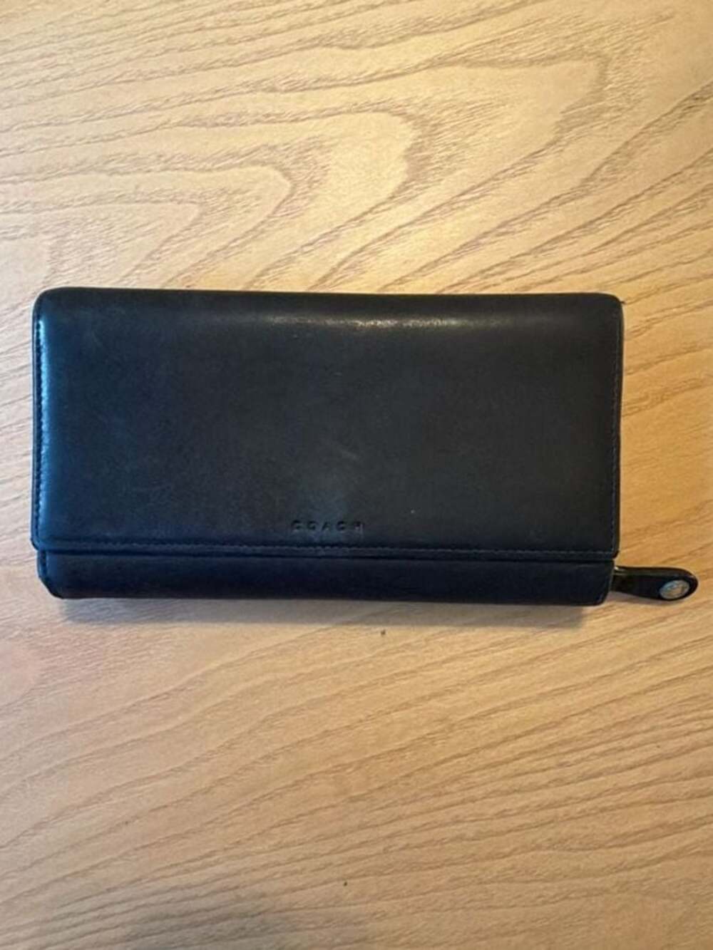 Coach Vintage Black Leather Flap Clutch Wallet
